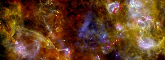 This new view of the Cygnus-X star-formation region by Europe's Herschel space observatory highlights chaotic networks of dust and gas that point to sites of massive star formation.