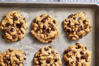 <p>Swap out butter for canola oil and a few other baking essentials to remake this classic. A batch of these deliciously soft cookies makes for a great gift for the vegan in your life!</p><p><em><a href="https://www.goodhousekeeping.com/food-recipes/dessert/a30172161/vegan-chocolate-chip-cookies-recipe/" rel="nofollow noopener" target="_blank" data-ylk="slk:Get the recipe for Vegan Chocolate Chip Cookies »;elm:context_link;itc:0;sec:content-canvas" class="link ">Get the recipe for Vegan Chocolate Chip Cookies »</a></em></p>