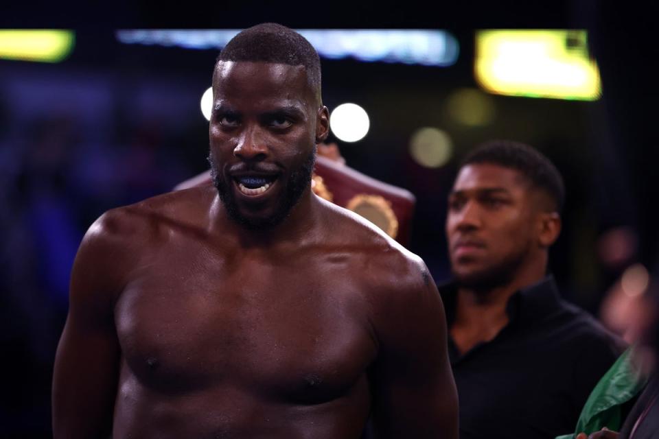 Lawrence Okolie (front) with friend Anthony Joshua (Steven Paston/PA) (PA Wire)