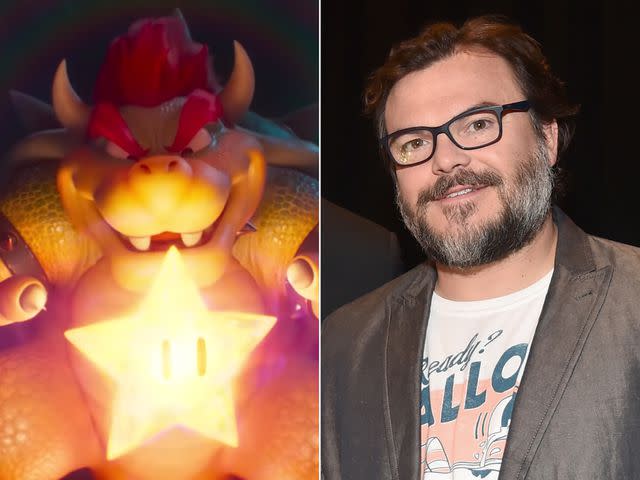 Universal ; Alberto E. Rodriguez/Getty Bowser in 'The Super Mario Bros. Movie' and voice actor Jack Black