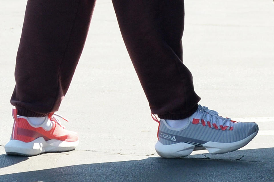 A closer view of Gal Gadot&#x002019;s sneakers. - Credit: MEGA