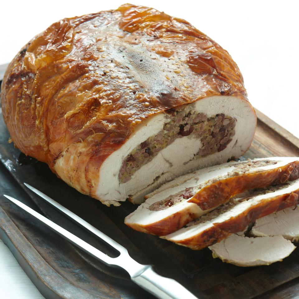 Turkey Breast Stuffed with Italian Sausage and Marsala-Steeped Cranberries