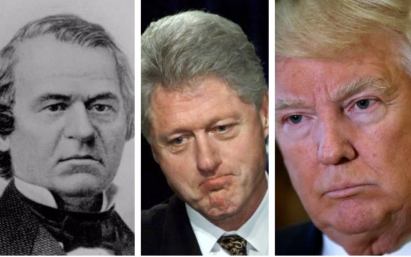 Will Donald Trump join Andrew Johnson and Bill Clinton in being impeached?