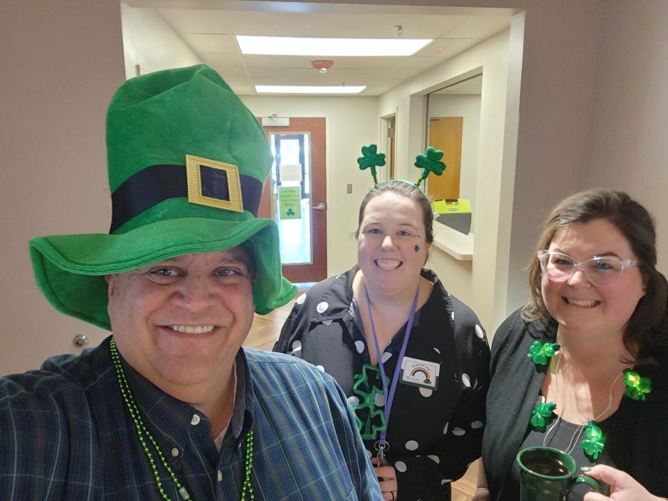 Farragut Parks and Recreation staffers gear up for the Shamrock Ball March 4, 2023. From left: Director Ron Oestreich; Merritt Piper, recreation and events manager; and Lauren Cox, parks manager.