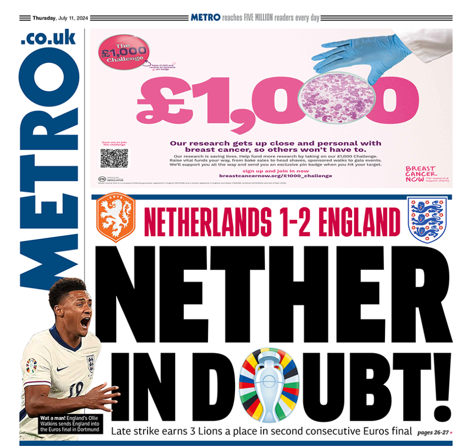 Metro front page for 11/07/24
