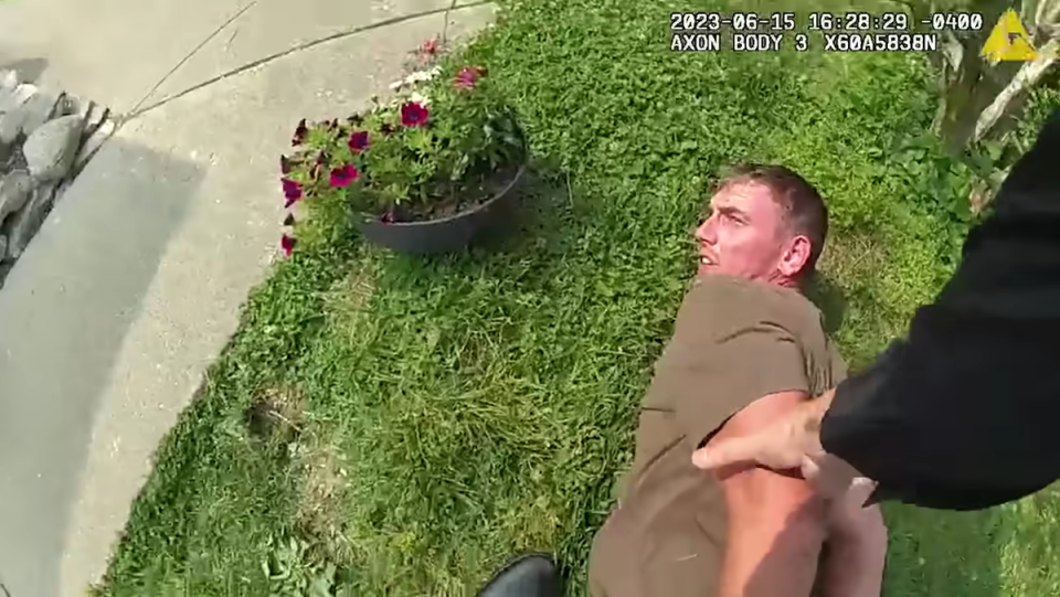 Bodycam footage shows the moment Chad Doerman is arrested for killing his three young sons (ABC/Screenshot)