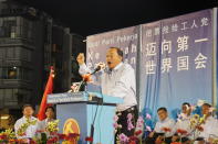 WP's Eric Tan is leading the WP East Coast GRC team against the PAP's Lim Swee Say and team. (Yahoo! photo/ Alicia Wong)