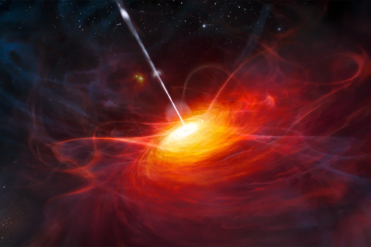 An artist’s take on a distant quasar (ESO/M Kornmesser)