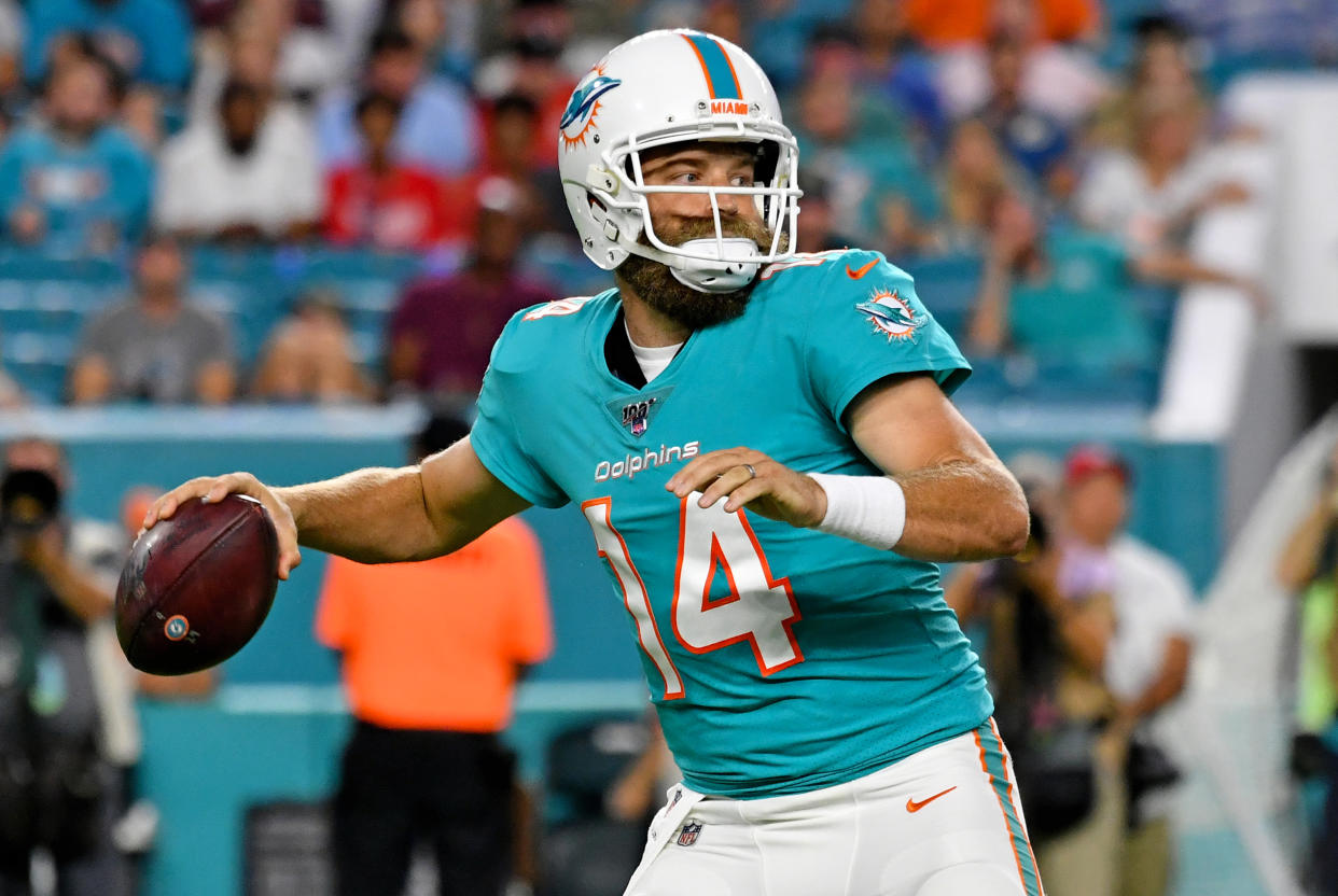 The Miami Dolphins have named Ryan Fitzpatrick their Week 1 starter over Josh Rosen. (Reuters)