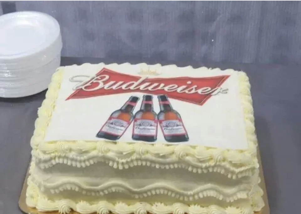 A Budweiser wedding cake