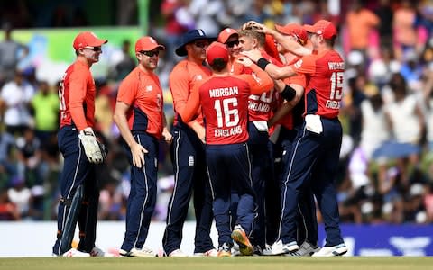 Olly Stone takes his maiden ODI wicket - Credit: Gareth Copley/Getty Images