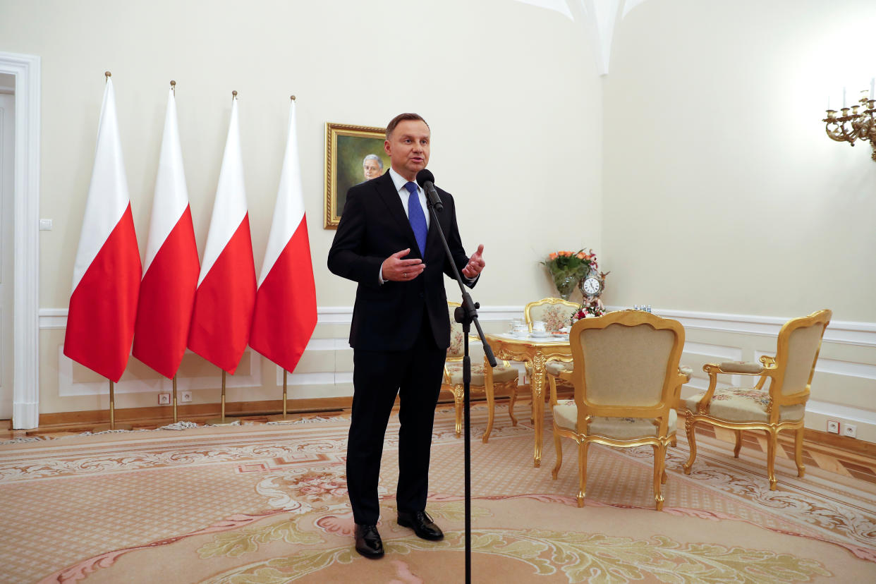 Polens Präsident Andrzej Duda spricht zur Presse. (Bild: REUTERS/Aleksandra Szmigiel)