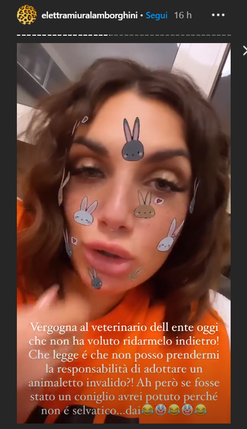 Elettra Lamborghini in una storia Instagram