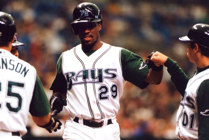 Five-time All-Star first baseman Fred McGriff (29) hit .284 with 493 home runs over his 19-year MLB career. File Photo by Cathy Kupulka/UPI