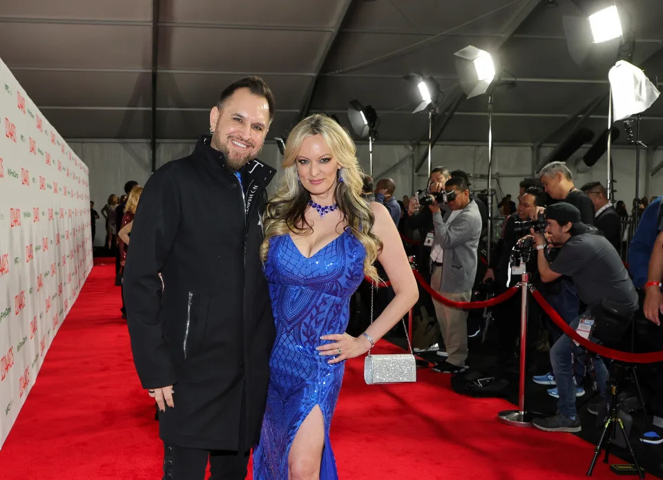 Barrett Blade and Stormy Daniels attend the 2024 Adult Video News Awards in Las Vegas. 