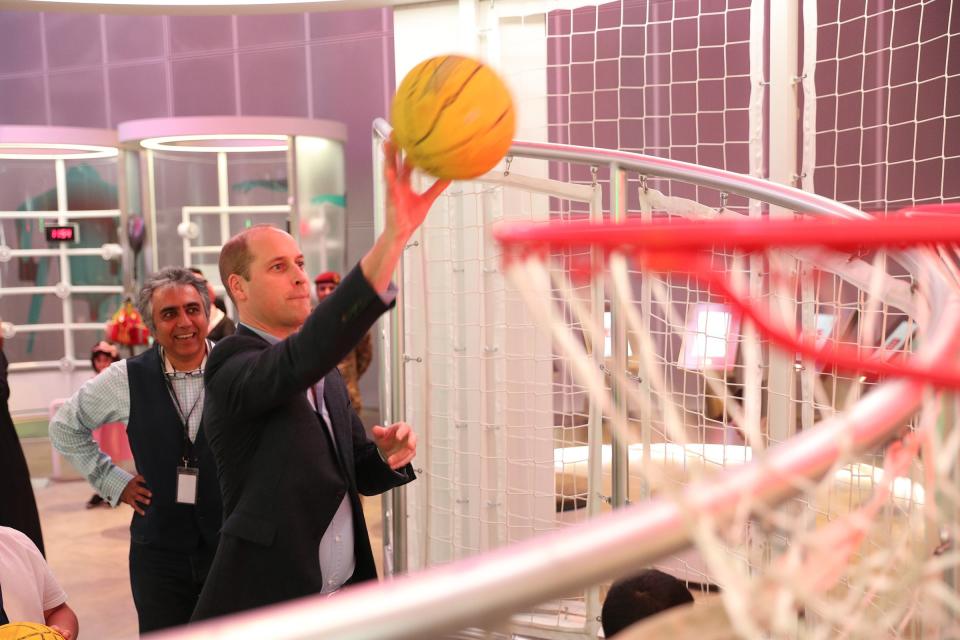 William showed off his hoop skills at the Sheikh Abdullah Al Salem Cultural Centre, where he joined young Kuwaitis in checking out the museum's interactive exhibits.