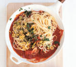 <p>Spanish olives and capers give this pasta an assertive, briny bite.<br> <br><strong>Get the recipe:</strong> <a rel="nofollow noopener" href="http://www.realsimple.com/food-recipes/browse-all-recipes/linguine-caper-green-olive-sauce-10000001046892/index.html" target="_blank" data-ylk="slk:Linguine With Caper and Green Olive Sauce;elm:context_link;itc:0;sec:content-canvas" class="link ">Linguine With Caper and Green Olive Sauce</a></p>