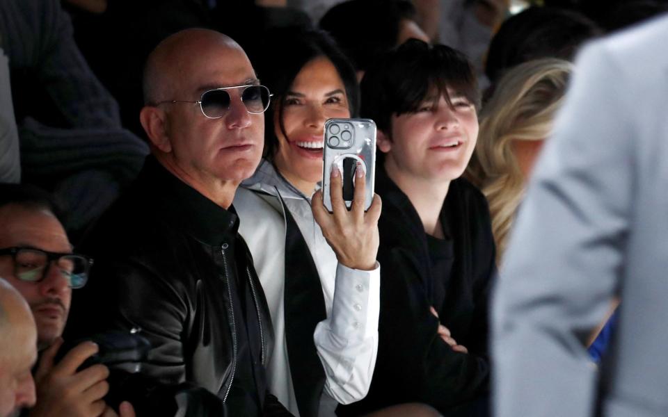 Jeff Bezos and Lauren Sanchez attend the Dolce & Gabbana show in Milan, January 13