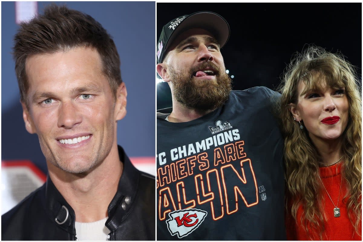 Tom Brady, Travis Kelce and Taylor Swift (Getty Images)