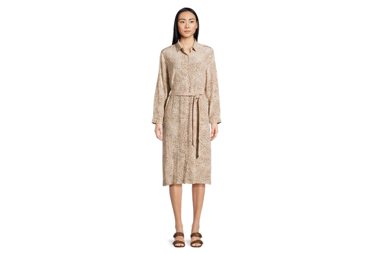Time and Tru Button-Front Shirt Dress