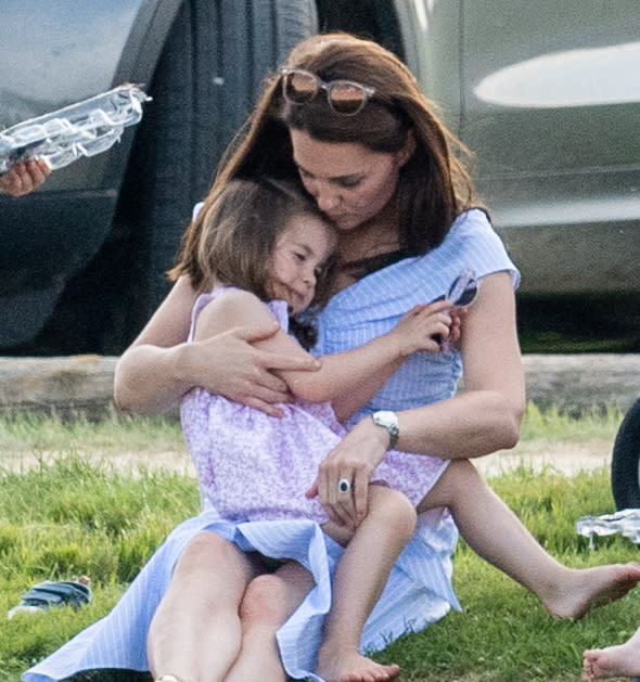 Mum Kate comforts Charlotte. Photo: Getty