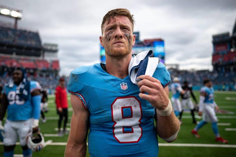 Former Kentucky quarterback Will Levis tied an NFL record with four touchdown passes in his debut Sunday against the Falcons.