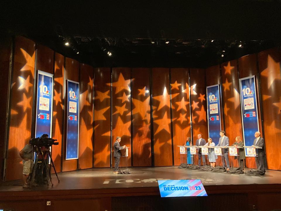 WJAR-TV's debate was split into two segments, with six candidates taking part in the first taping, on Thursday.