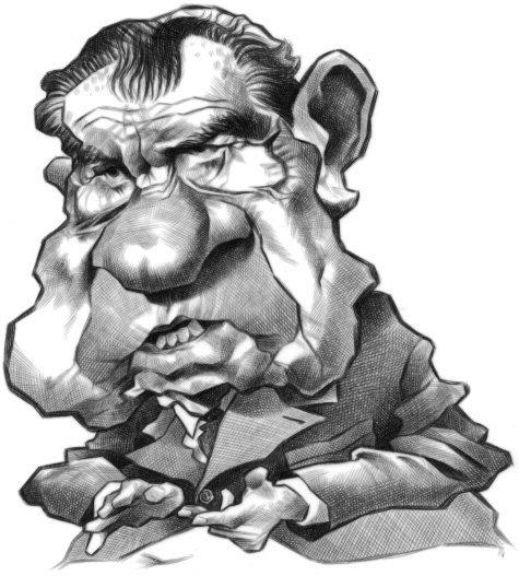 USA - 1995:  Ron Coddington caricature of former U.S. President Richard M. Nixon. (MCT via Getty Images)