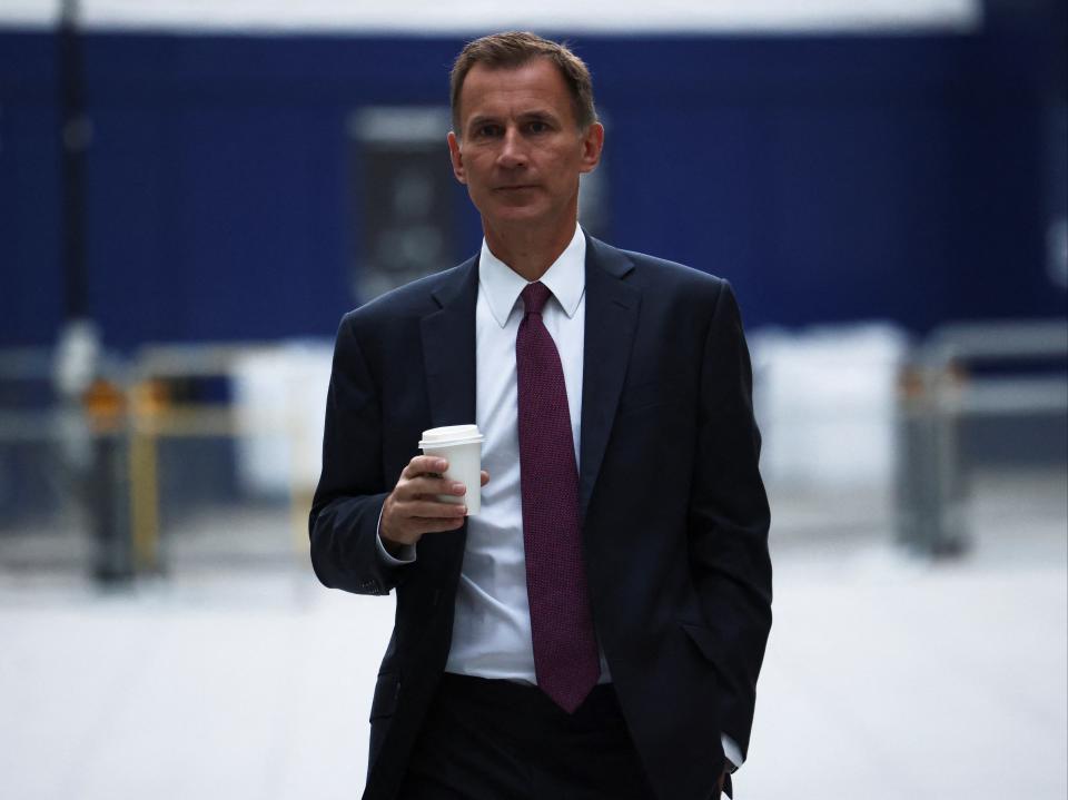 Hunt arrives at the BBC this morning (Reuters)