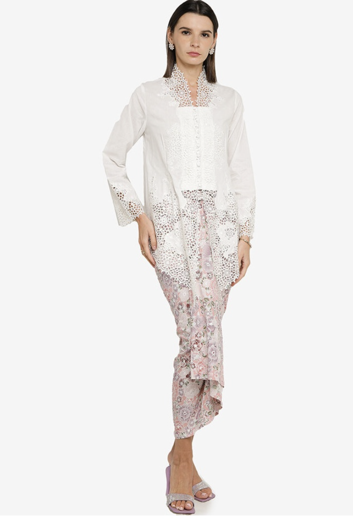 Zalia Embroidery Kebaya With Pareo Set. PHOTO: Zalora