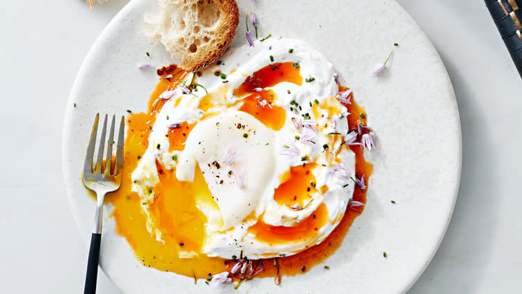 Poached Eggs with Yogurt and Spicy Butter