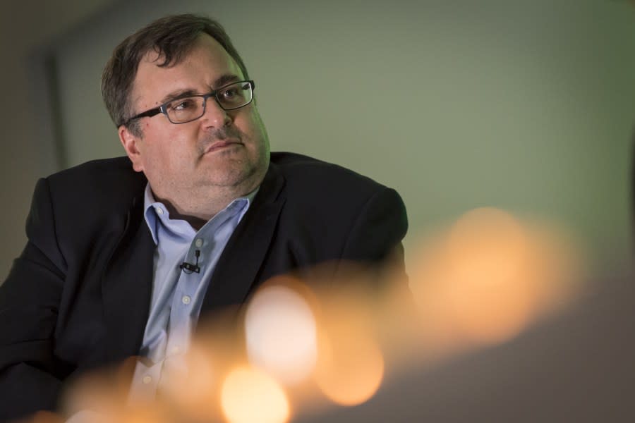 Reid Hoffman, chairman and co-founder of LinkedIn Corp., listens during the New Work Summit in Half Moon Bay. (Photo by David Paul Morris/Bloomberg via Getty Images)
