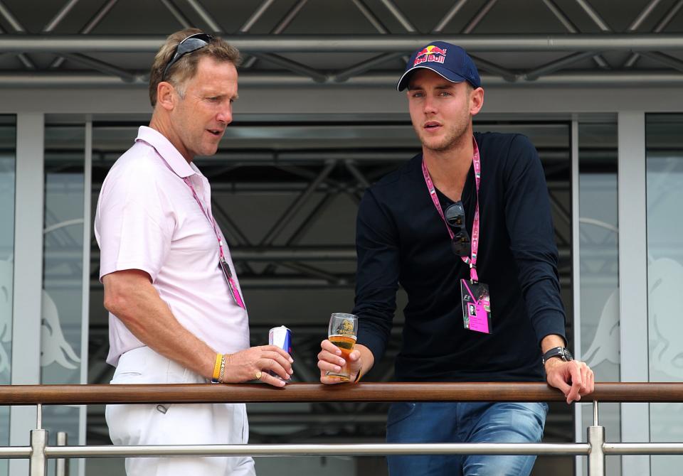England cricketer Stuart Broad (right) before the race during the Italian Grand Prix and the Autodromo Nazionale Monza, Monza, Italy.