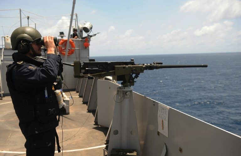 A Dutch amphibious assault warship of the EU Naval Force patrols on September 5, 2013 off the coast of Mogadishu