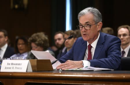 Federal Reserve Board Chairman Jerome Powell testifies on Capitol Hill in Washington DC