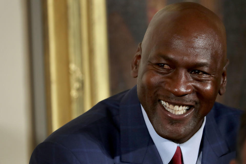 Michael Jordan answered a question about James Harden and Russell Westbrook with a boast about his ring count. (Getty)