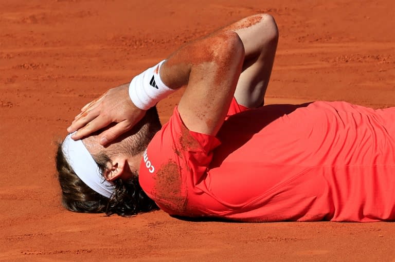 Triple top: Stefanos Tsitsipas celebrates after winning the Monte Carlo Masters title (Valery HACHE)