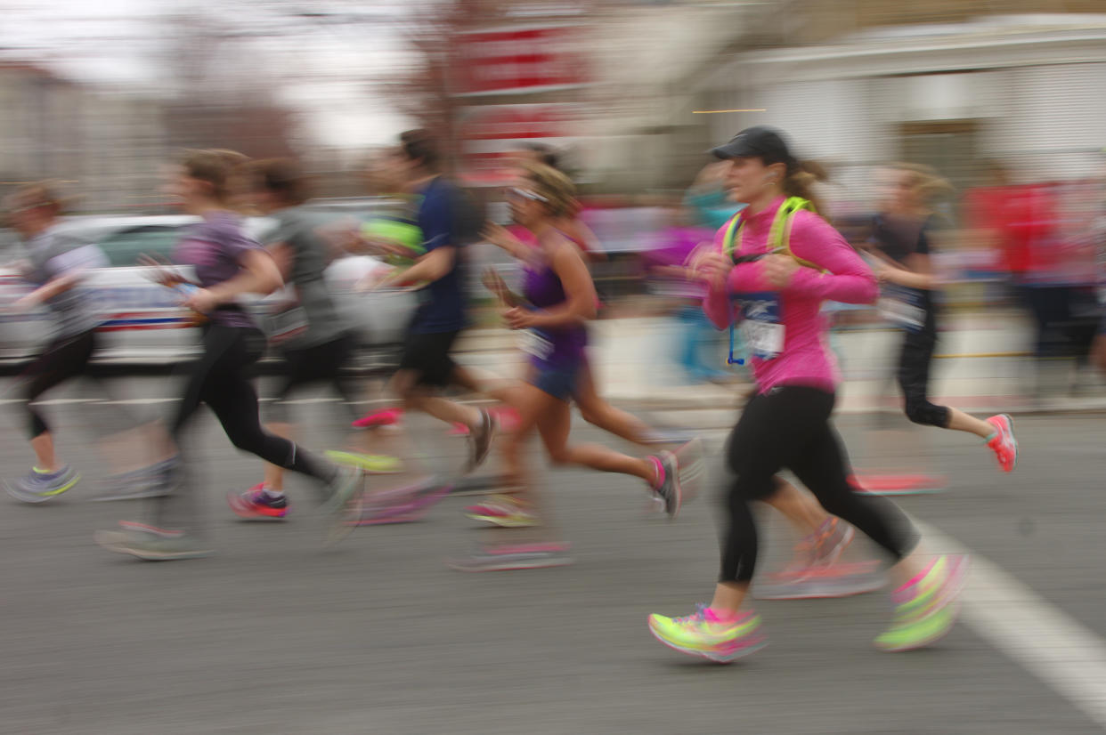 People run in the annual People run in the annual Rock 'N' Roll Marathon on H Street, NE, in Washington, D.C. (Getty Images) 'N' Roll Marathon on H Street, NE, in Washington, DC, USA, on March 12, 2016.