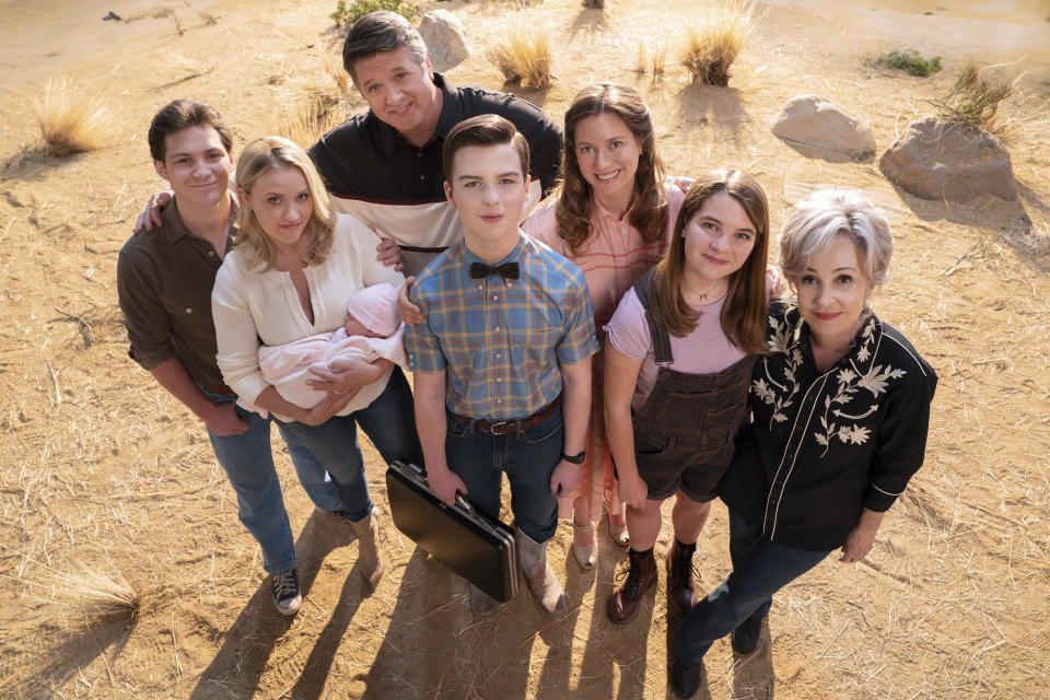 With its final episode set to air on May 16, Young Sheldon fans are saying goodbye to Montana Jordan as Georgie Cooper, Emily Osment as Mandy McAllister, Lance Barber as George Sr., Iain Armitage as Sheldon Cooper, Raegan Revord as Missy Cooper, Zoe Perry as Mary Cooper and Annie Potts as Connie 