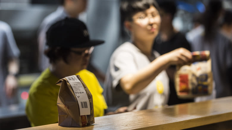 mcdonalds workers making to-go bags