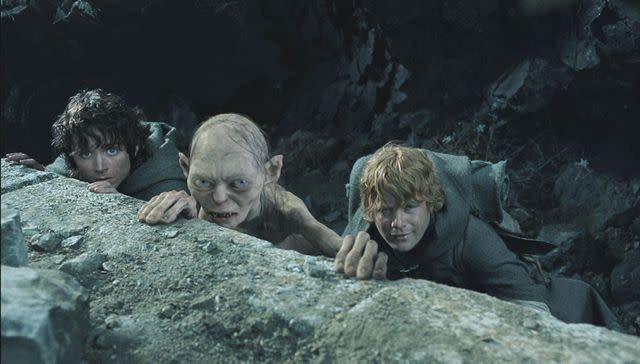 <p>New Line/Kobal/Shutterstock</p> Elijah Wood, Andy Serkis and Sean Astin in The Lord Of The Rings: The Return Of The King