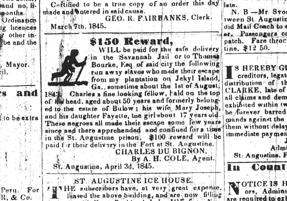 An 1825 ad for a runaway slave from Georgia.