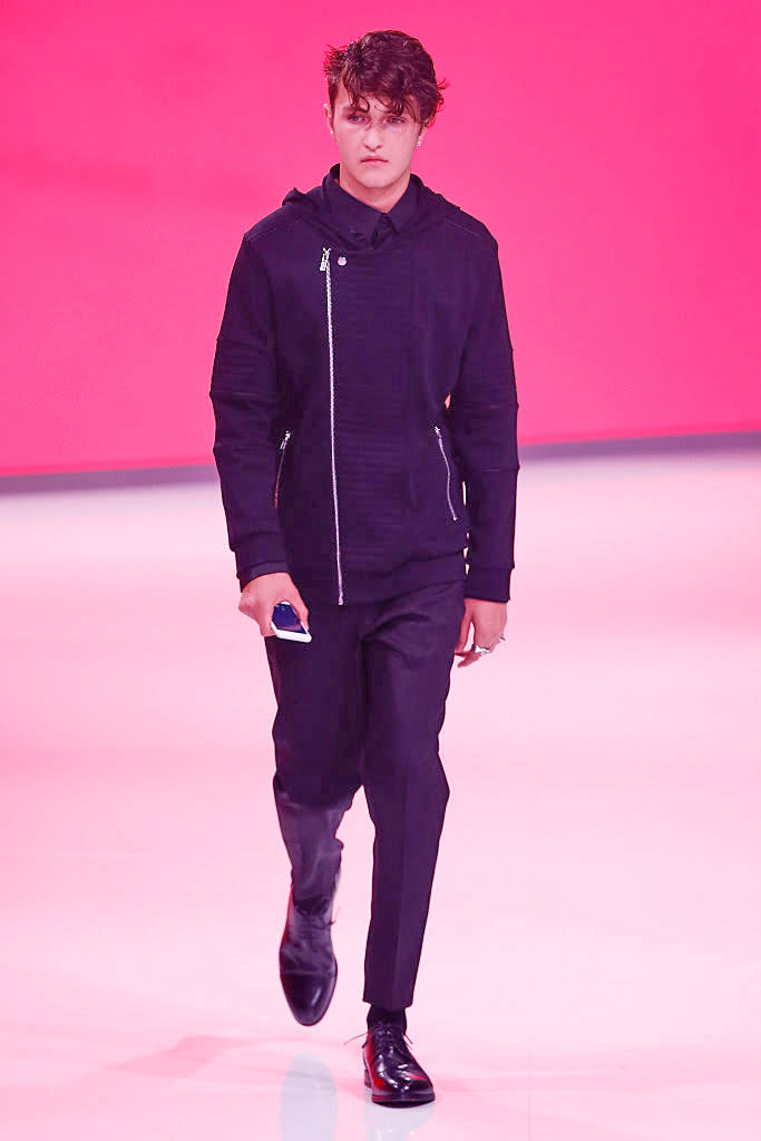 BERLIN, GERMANY - SEPTEMBER 03: Model Anwar Hadid walks the runway at the Hugo fashion show during the Bread & Butter by Zalando at arena Berlin on September 3, 2016 in Berlin, Germany. (Photo by Sebastian Reuter/Getty Images for Bread & Butter by Zalando)