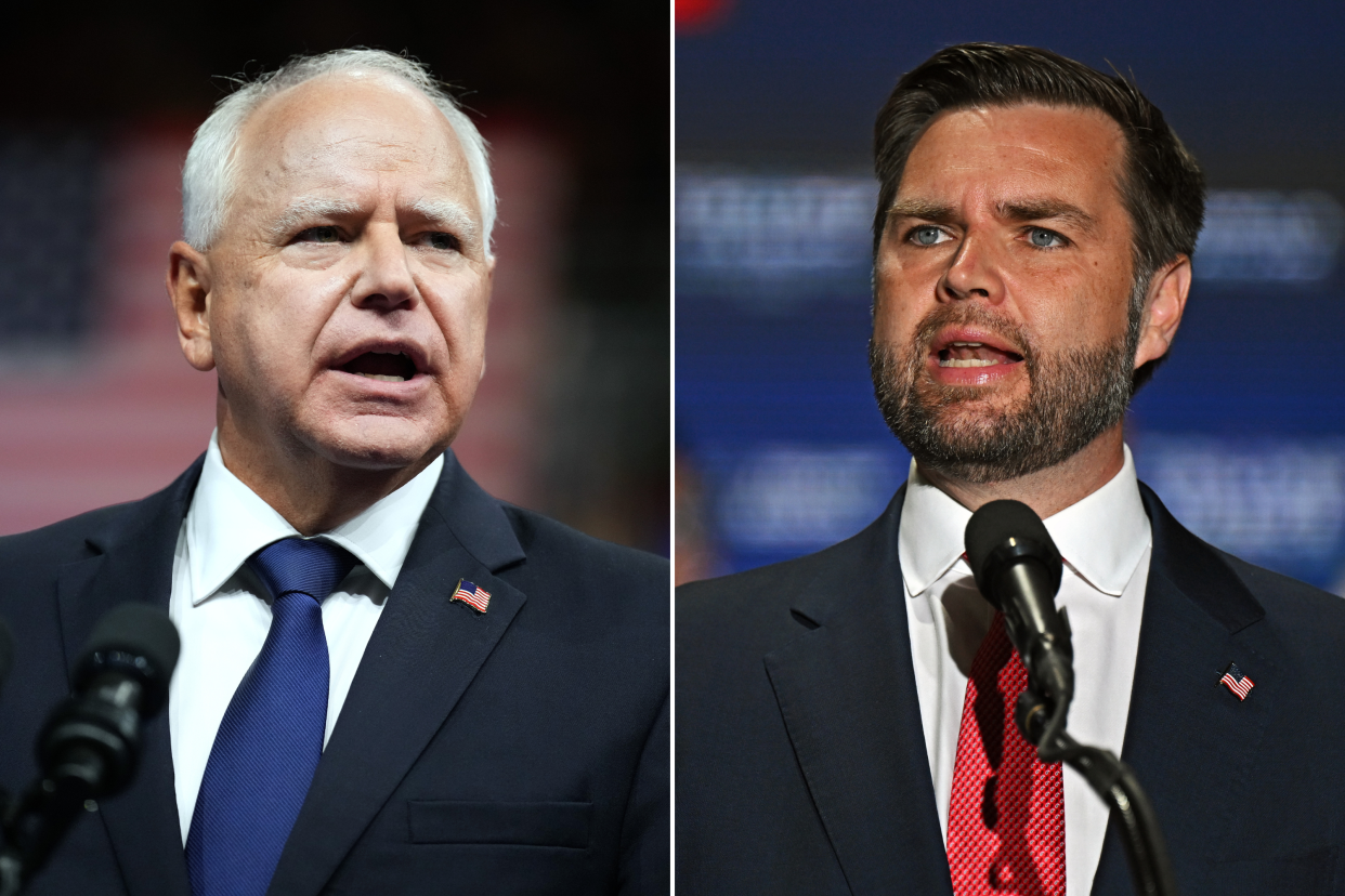 Tim Walz and JD Vance. (Andrew Harnik/Getty Images, Drew Hallowell/Getty Images)





