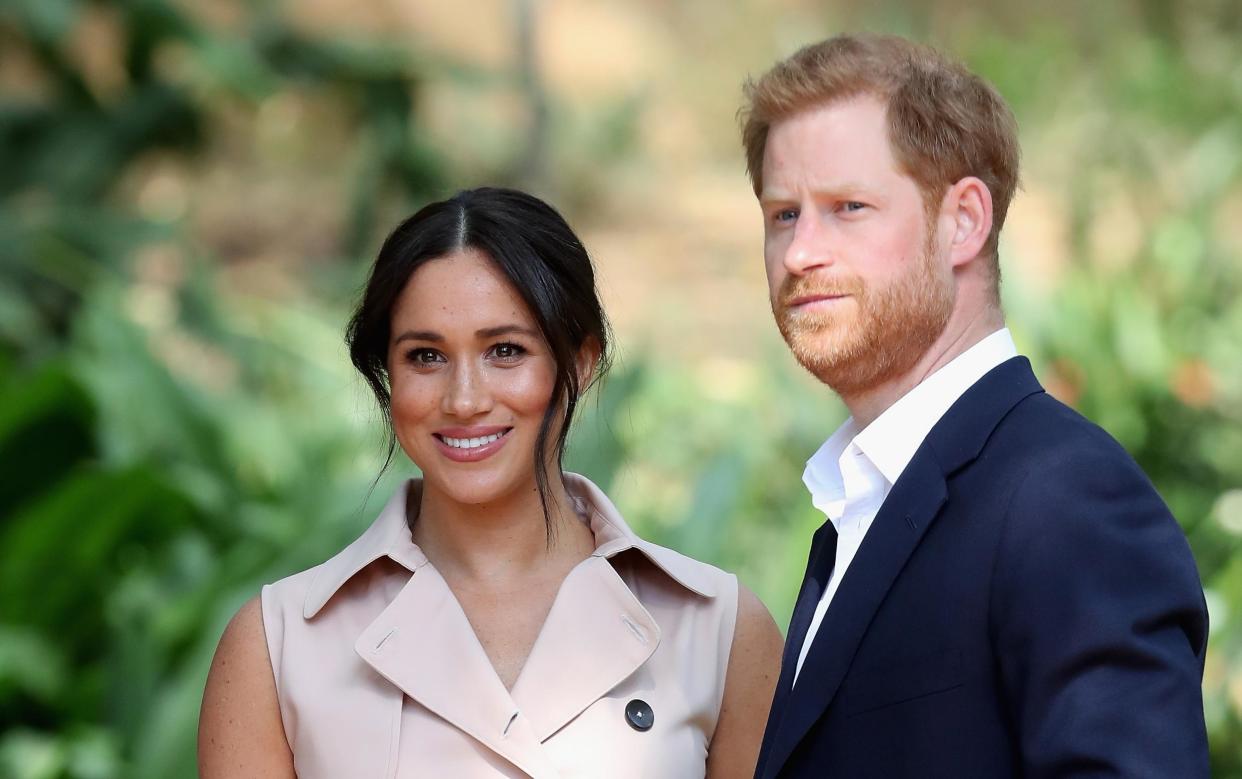 JOHANNESBURG, SOUTH AFRICA - OCTOBER 02: Prince Harry, Duke of Sussex and Meghan, Duchess of Sussex attend a Creative Industries and Business Reception on October 02, 2019 in Johannesburg, South Africa. (Photo by Chris Jackson/Getty Images): Getty Images