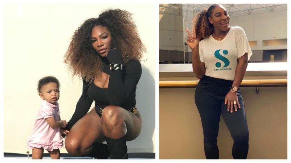 Serena thought it was “cool” that she had a large stomach following the birth of her daughter Alexis. Photo: Serena Williams/Instagram