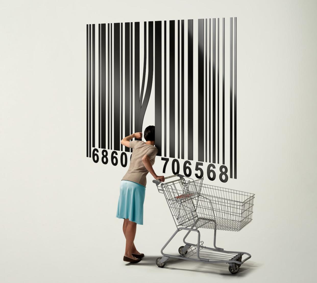 Peering into the past. <a href="https://www.gettyimages.com/detail/photo/woman-with-shopping-cart-looking-inside-giant-royalty-free-image/526936544?phrase=barcode+upc&searchscope=image%2Cfilm&adppopup=true" rel="nofollow noopener" target="_blank" data-ylk="slk:C.J. Burton/The Image Bank/Getty Images;elm:context_link;itc:0;sec:content-canvas" class="link ">C.J. Burton/The Image Bank/Getty Images</a>