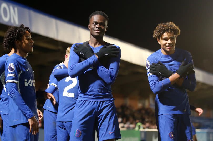 Chelsea academy attacker Tyrique George celebrates