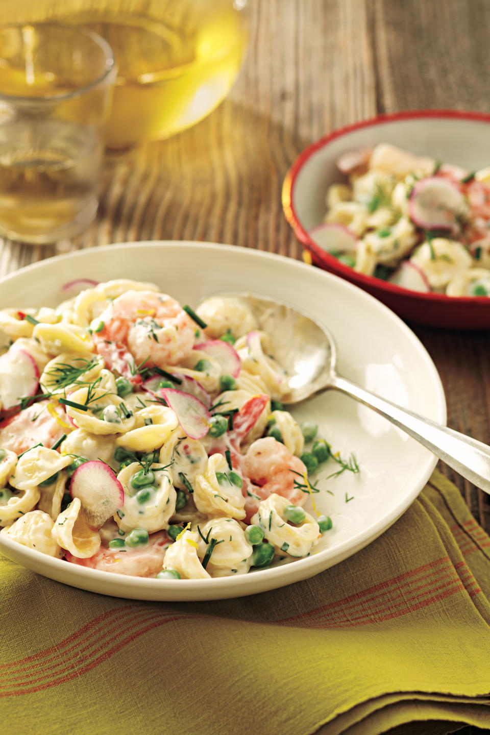 Orecchiette with Peas, Shrimp, and Buttermilk-Herb Dressing