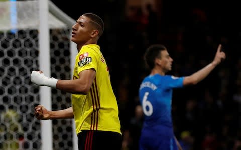 Richarlison celebrates winning his controversial penalty against Arsenal - Credit: Action Images via Reuters